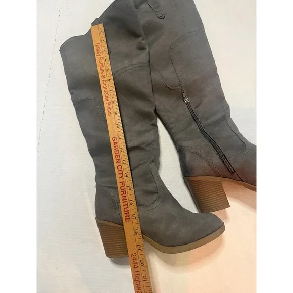 Brand Sugar Women's Platform Over Knee High Grey Faux Suede Boots Size 9 Boho - Picture 4 of 12